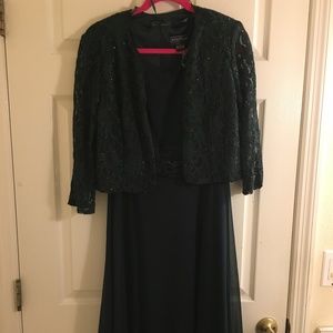 Jessica Howard Emerald Green Holiday Dress and Embroidered Lace Jacket/ Size: 8